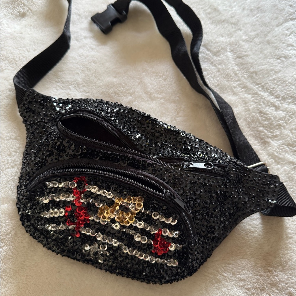 Elegant Black Sequin Crossbody Bag